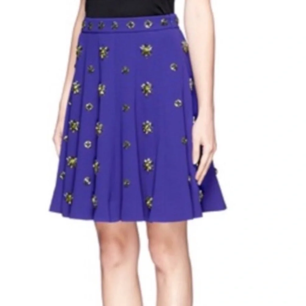LN RARE J. Crew Collection Byzantine Purple Jeweled Cluster A-Line Skirt - 6